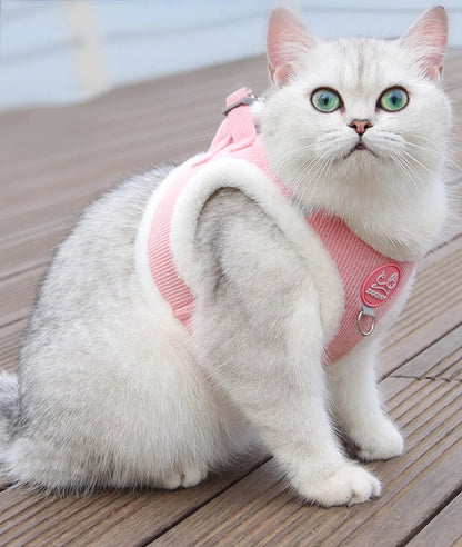 Rabbit Fur Harness with FREE Leash Set – Warm & Adjustable for Cats & Small Dogs