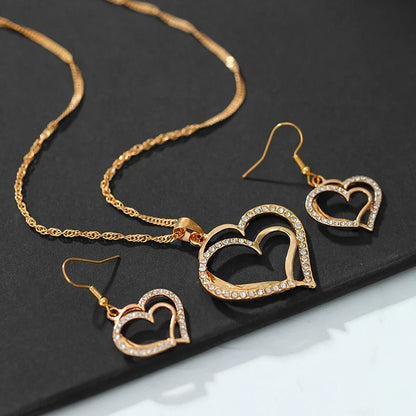 3-Piece Heart Jewelry Set – Earrings & Pendant Necklace
